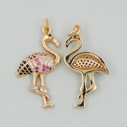 18K Gold Filled Bird Pendant,CZ Micro Pave Bird Charm Bracelet Necklace for DIY Jewelry Making Supply