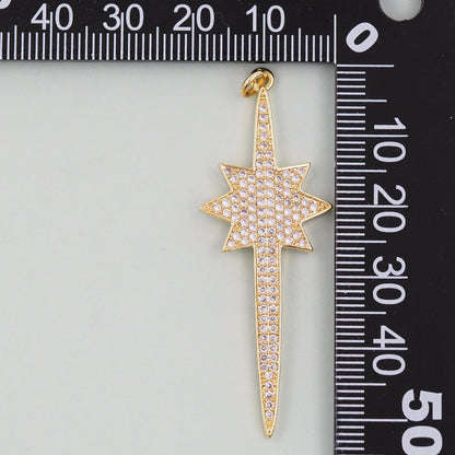 18K Gold Filled Star CZ Charm Pendant for Jewelry Making