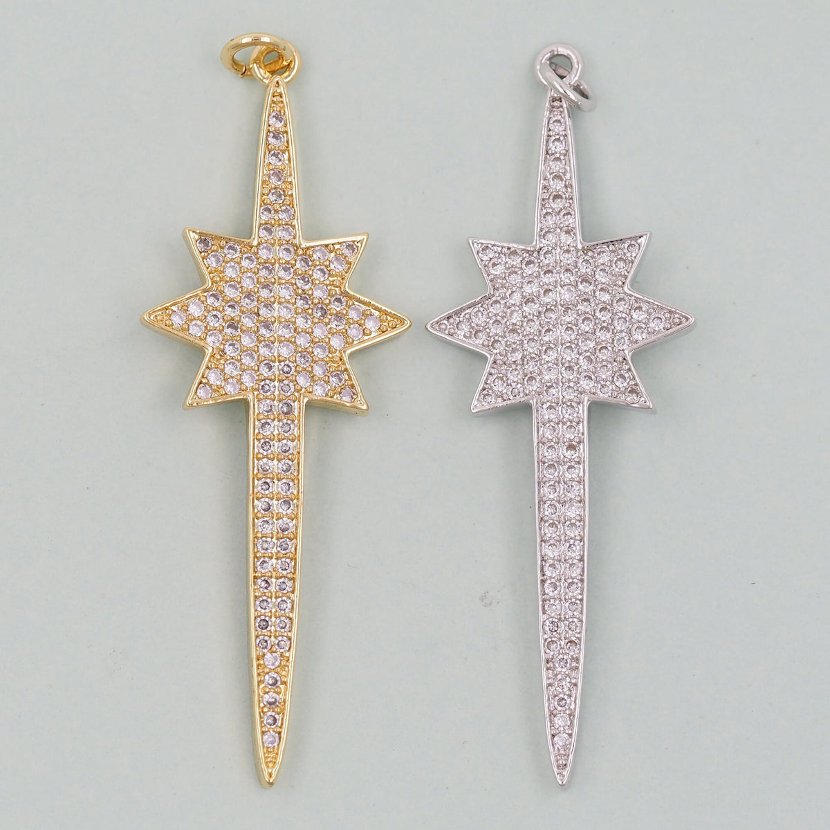18K Gold Filled Star CZ Charm Pendant for Jewelry Making