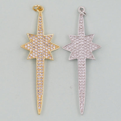 18K Gold Filled Star CZ Charm Pendant for Jewelry Making