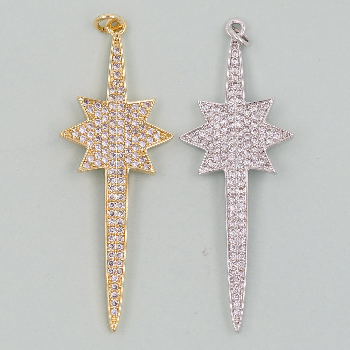 18K Gold Filled North Star Pendant,CZ Micro Pave North Star Charm Bracelet Necklace for DIY Jewelry Making Supply