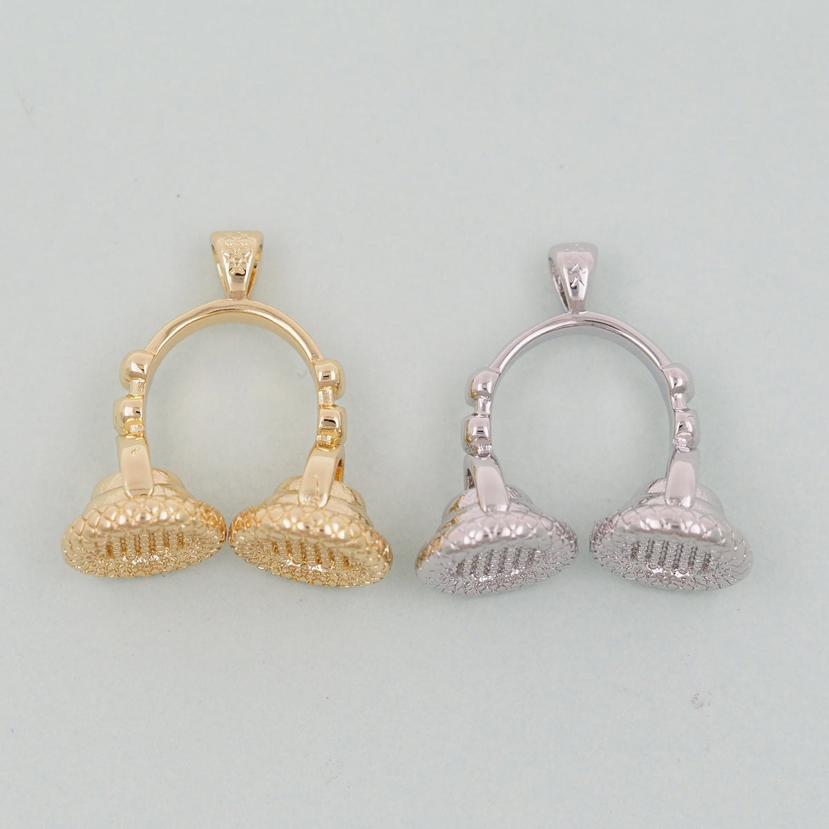 Gold Earphone Charms,18K Gold Filled Earphone Pendant,Earphone Charm Bracelet Necklace for DIY Jewelry Making Supply