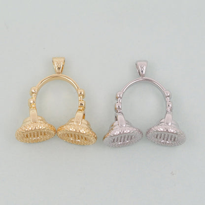 Gold Earphone Charms,18K Gold Filled Earphone Pendant,Earphone Charm Bracelet Necklace for DIY Jewelry Making Supply