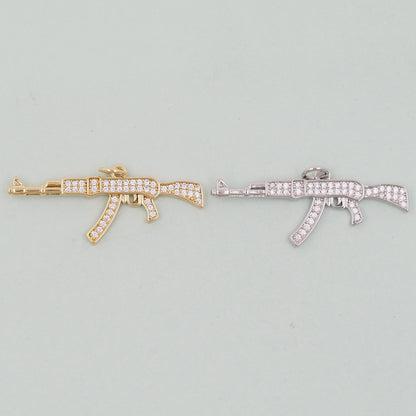 Gold gun Charms,18K Gold Filled gun Pendant,gun Charm Bracelet Necklace for DIY Jewelry Making Supply