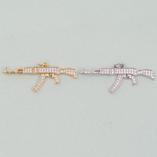 Gold gun Charms,18K Gold Filled gun Pendant,gun Charm Bracelet Necklace for DIY Jewelry Making Supply