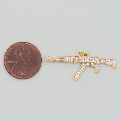 Gold gun Charms,18K Gold Filled gun Pendant,gun Charm Bracelet Necklace for DIY Jewelry Making Supply