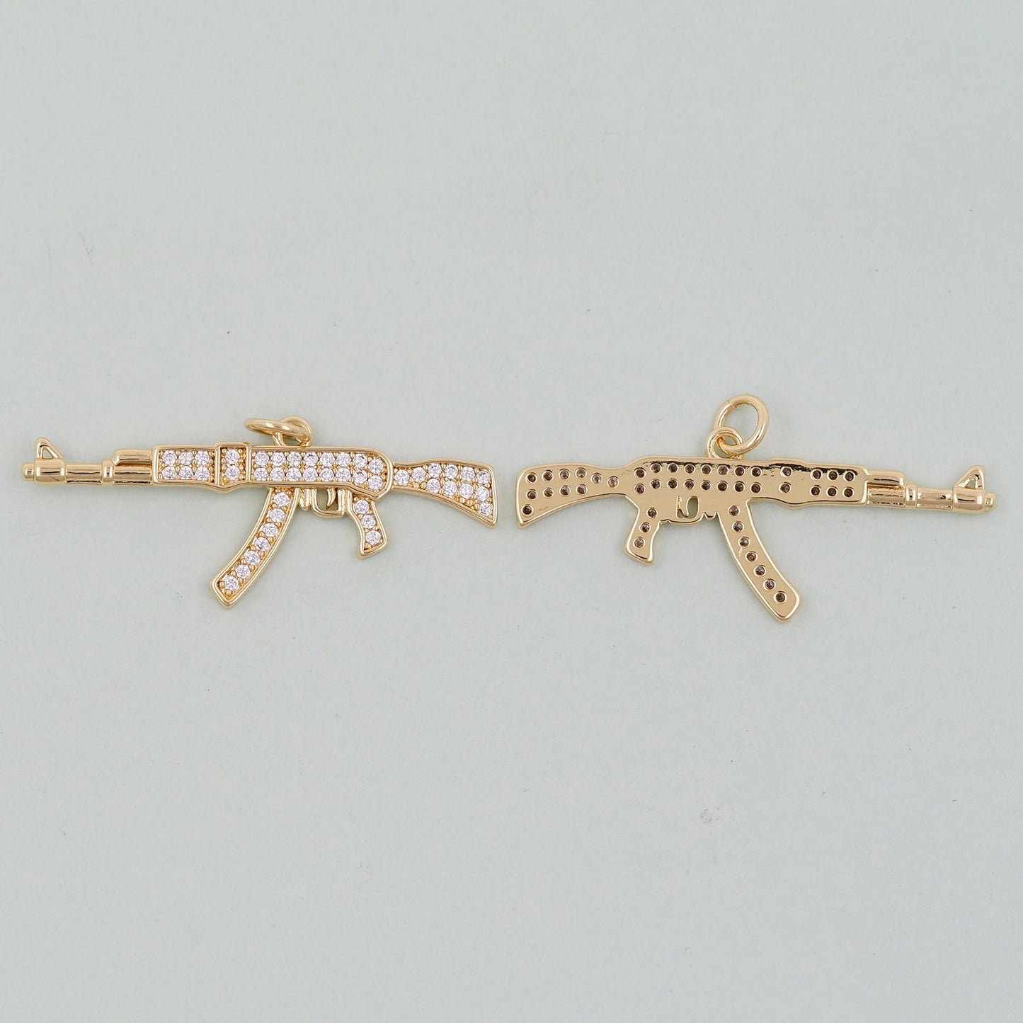 Gold gun Charms,18K Gold Filled gun Pendant,gun Charm Bracelet Necklace for DIY Jewelry Making Supply