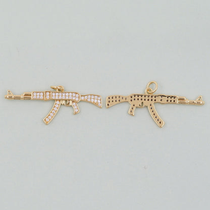 Gold gun Charms,18K Gold Filled gun Pendant,gun Charm Bracelet Necklace for DIY Jewelry Making Supply