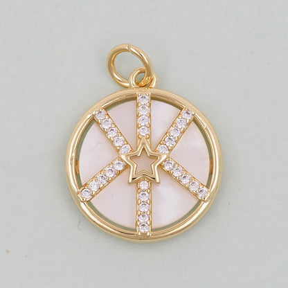18K Gold Filled Star Pendant,CZ Micro Pave Star Charm Bracelet Necklace for DIY Jewelry Making Supply