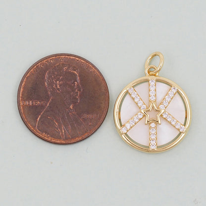 18K Gold Filled Star Pendant,CZ Micro Pave Star Charm Bracelet Necklace for DIY Jewelry Making Supply
