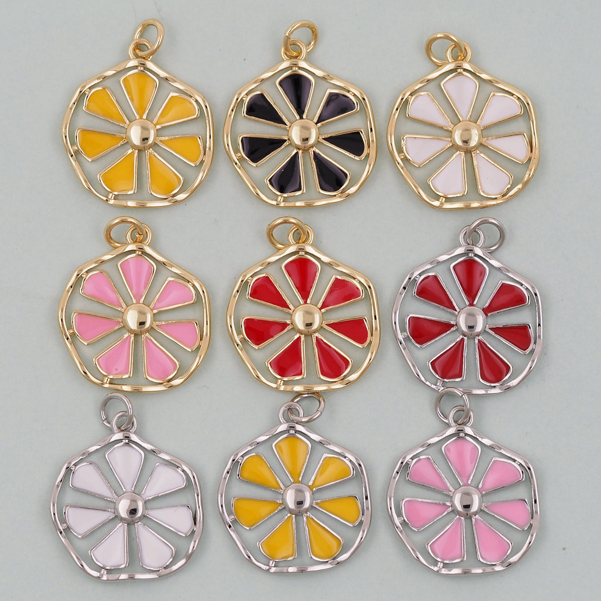 Gold daisy Charms,18K Gold Filled daisy Pendant,daisy Charm Bracelet Necklace for DIY Jewelry Making Supply