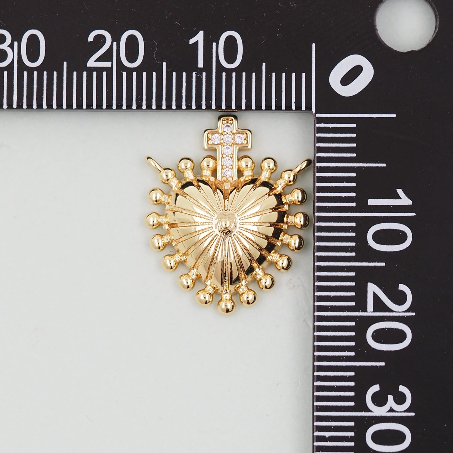 18K Gold Filled Sacred Heart Pendant,Cross Sacred Heart Charm Bracelet Necklace for DIY Jewelry Making Supply