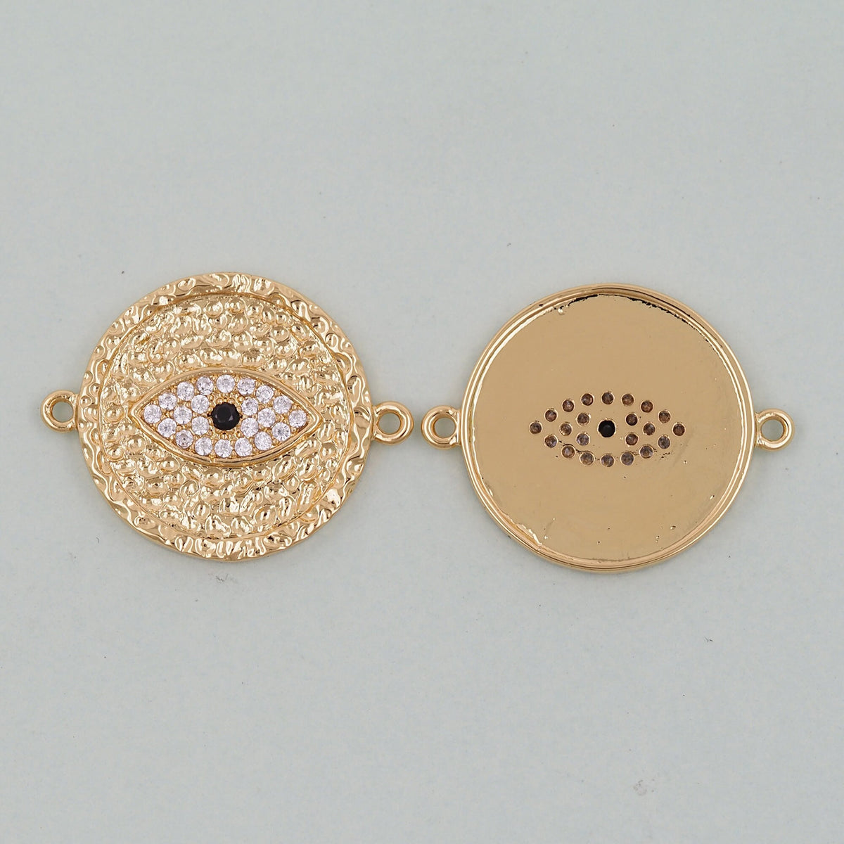 Gold Round Evil Eye Charms,18K Gold Filled Evil Eye Pendant,Evil Eye Charm Bracelet Necklace for DIY Jewelry Making Supply