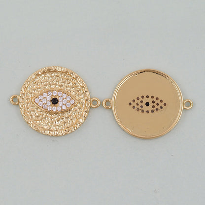 Gold Round Evil Eye Charms,18K Gold Filled Evil Eye Pendant,Evil Eye Charm Bracelet Necklace for DIY Jewelry Making Supply