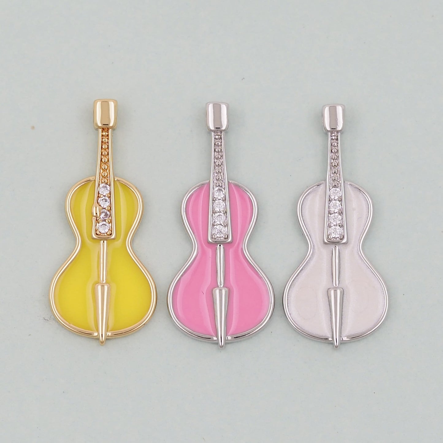 Gold violin Charms,18K Gold Filled violin Pendant,violin Charm Bracelet Necklace for DIY Jewelry Making Supply