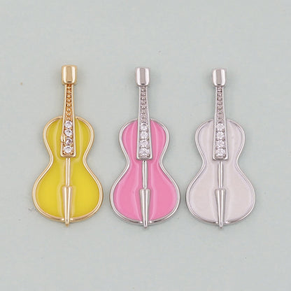 Gold violin Charms,18K Gold Filled violin Pendant,violin Charm Bracelet Necklace for DIY Jewelry Making Supply