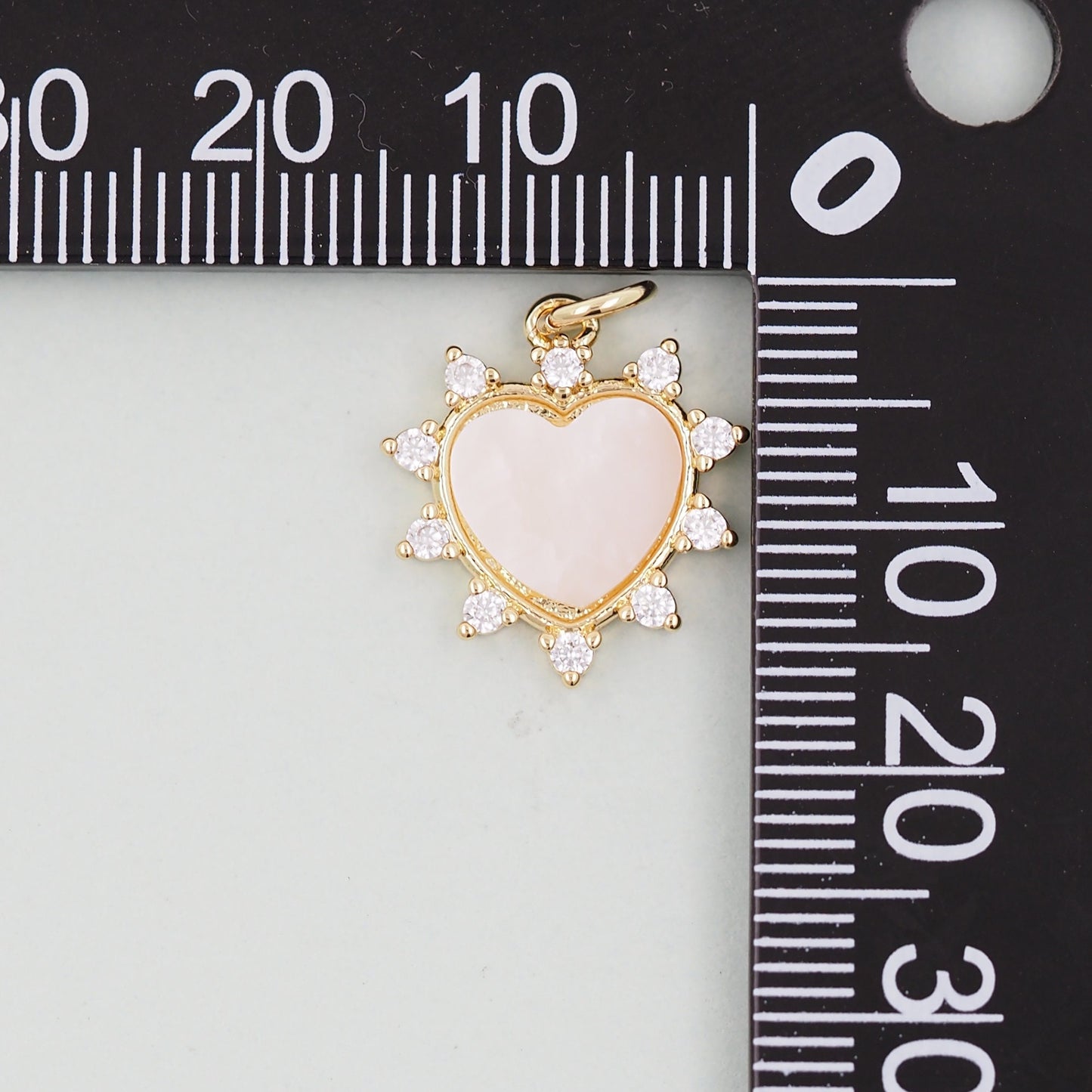 Gold Heart Charms,18K Gold Filled Heart Pendant,White Shell Heart Charm Bracelet Necklace for DIY Jewelry Making Supply