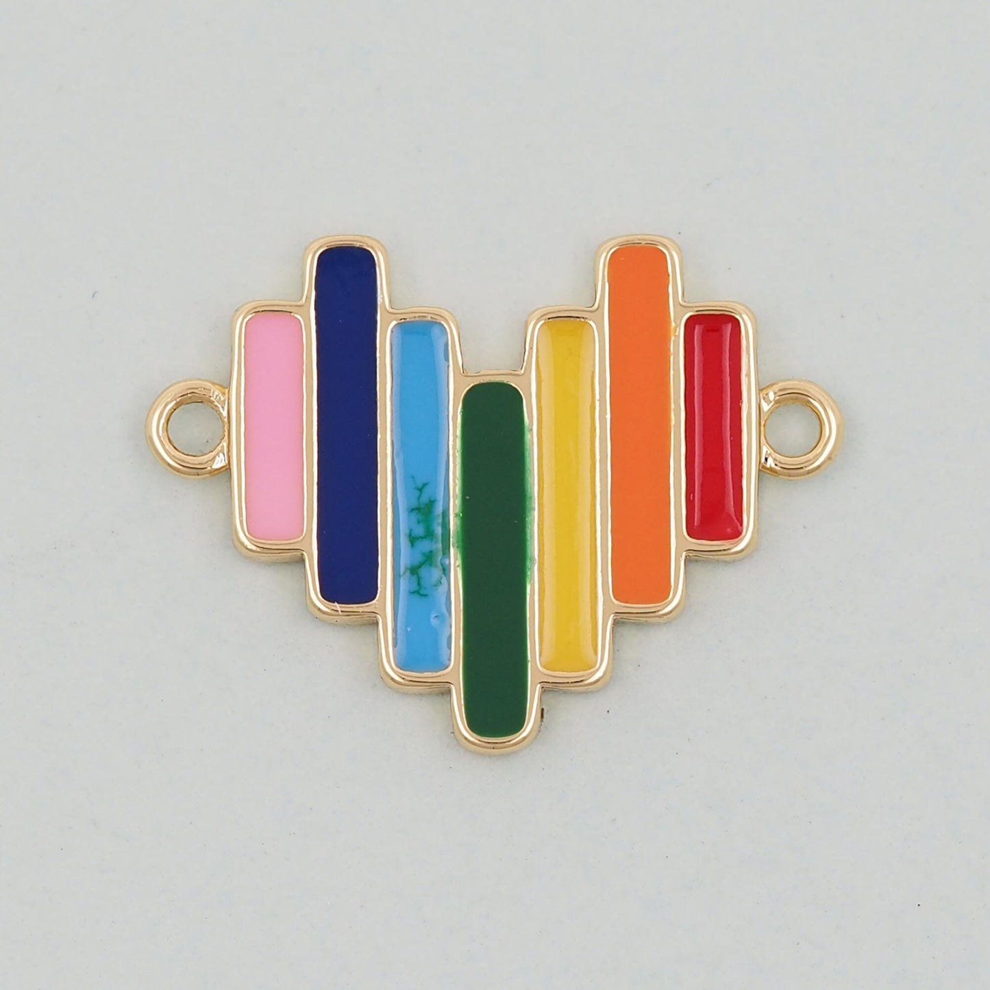 Gold Heart Charms,18K Gold Filled Heart Pendant,rainbow Heart Connector Charm Bracelet Necklace for DIY Jewelry Making Supply