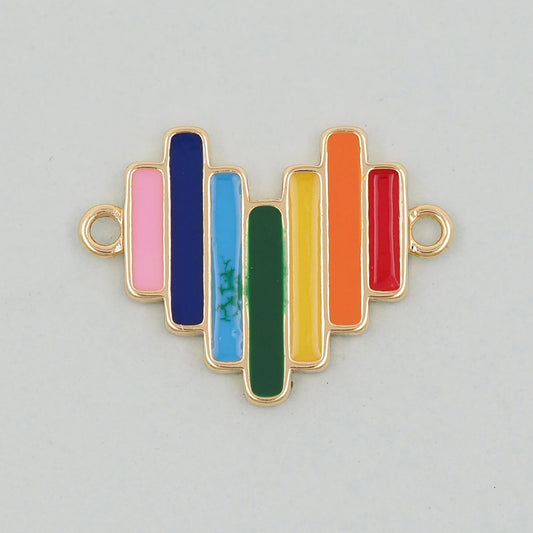 Gold Heart Charms,18K Gold Filled Heart Pendant,rainbow Heart Connector Charm Bracelet Necklace for DIY Jewelry Making Supply