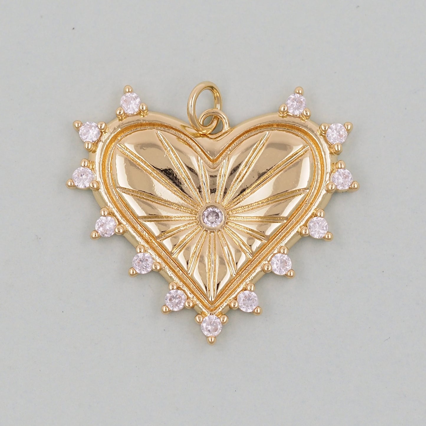 Gold Heart Charms,18K Gold Filled Heart Pendant,Spiked Heart Charm Bracelet Necklace for DIY Jewelry Making Supply