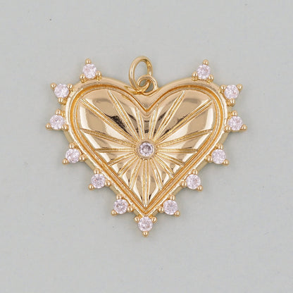 Gold Heart Charms,18K Gold Filled Heart Pendant,Spiked Heart Charm Bracelet Necklace for DIY Jewelry Making Supply