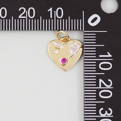 Gold Heart Charms,18K Gold Filled Heart Pendant,Heart Charm Bracelet Necklace for DIY Jewelry Making Supply