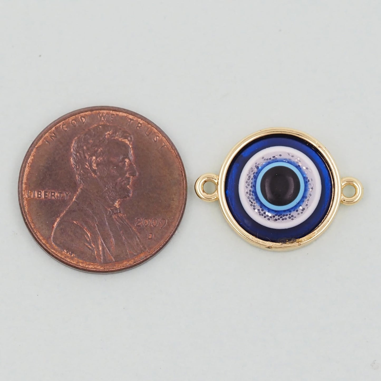 Gold Evil Eye Charms,18K Gold Filled Evil Eye Pendant,Evil Eye Connector Charm Bracelet Necklace for DIY Jewelry Making Supply