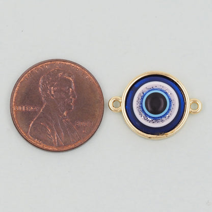 Gold Evil Eye Charms,18K Gold Filled Evil Eye Pendant,Evil Eye Connector Charm Bracelet Necklace for DIY Jewelry Making Supply
