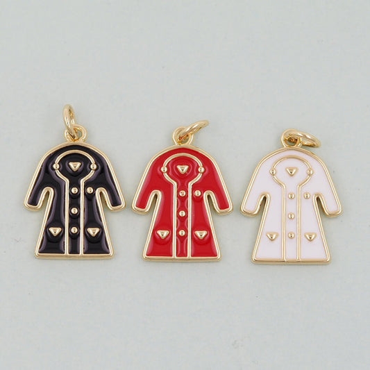 Gold Dress Charms,18K Gold Filled Dress Pendant,Clothes Charm Bracelet Necklace for DIY Jewelry Making Supply