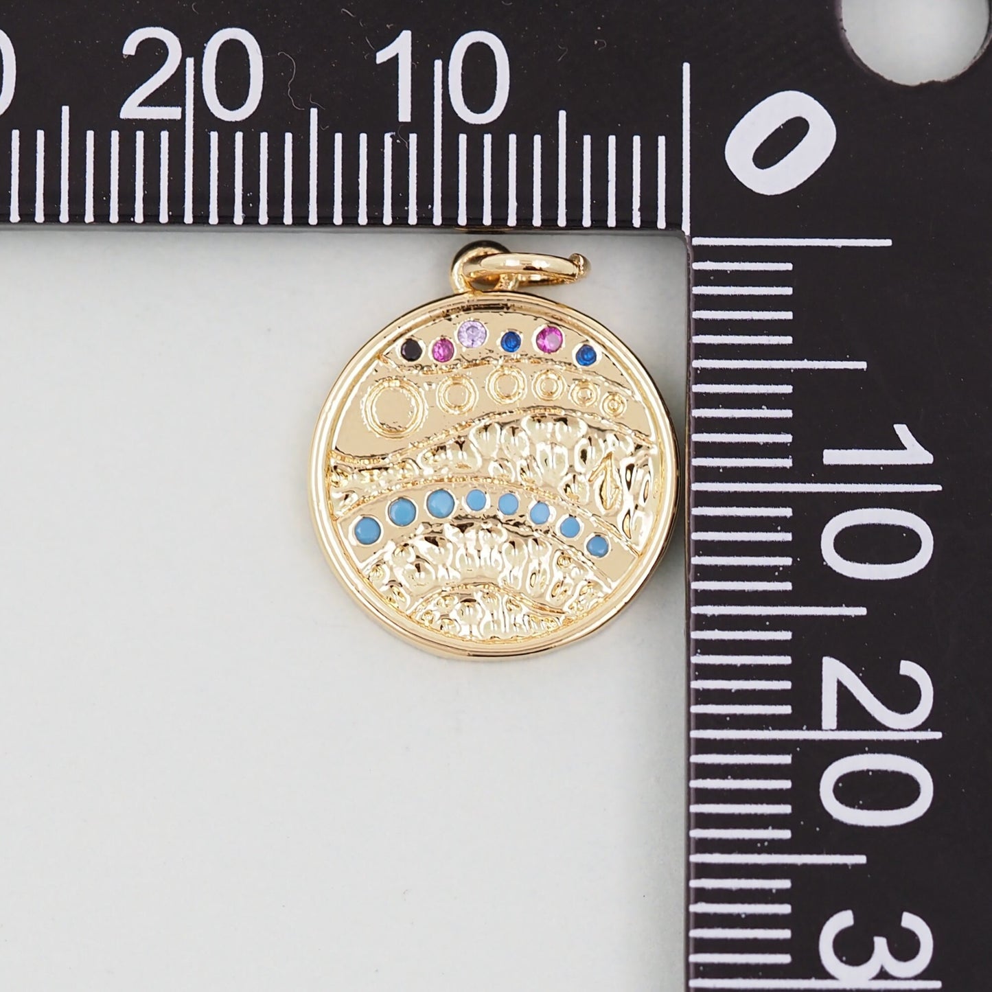 Gold Round Charms,18K Gold Filled Round Pendant,Round Connector Charm Bracelet Necklace for DIY Jewelry Making Supply