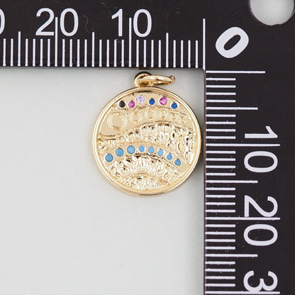 Gold Round Charms,18K Gold Filled Round Pendant,Round Connector Charm Bracelet Necklace for DIY Jewelry Making Supply