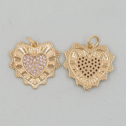 Gold Spiked Heart Charms,18K Gold Filled Heart Pendant,Heart Charm Bracelet Necklace for DIY Jewelry Making Supply