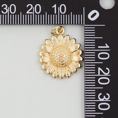 Gold Sunflower Charms,18K Gold Filled Sunflower Pendant,Sunflower Charm Bracelet Necklace for DIY Jewelry Making Supply