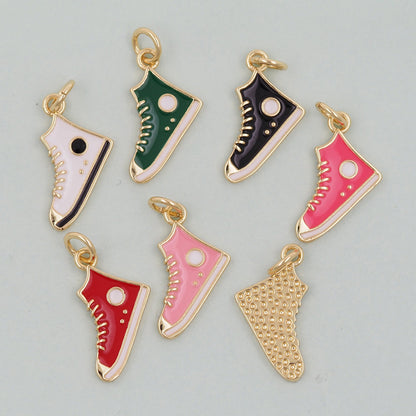 Gold Shoe Charms,18K Gold Filled Shoe Pendant,Shoe Charm Bracelet Necklace for DIY Jewelry Making Supply