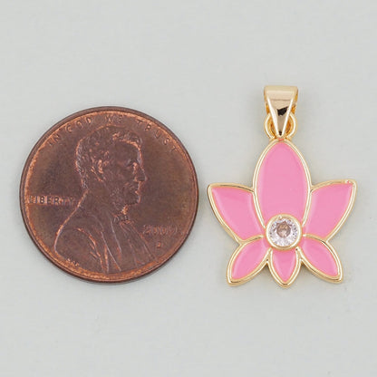 Gold Lotus Charms,18K Gold Filled Lotus Pendant,Flower Charm Bracelet Necklace for DIY Jewelry Making Supply