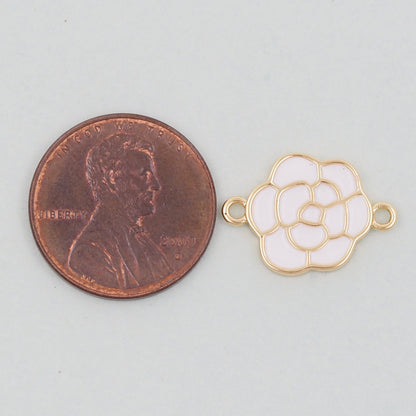 Gold Rose Charms,18K Gold Filled Rose Pendant,Rose Connector Charm Bracelet Necklace for DIY Jewelry Making Supply