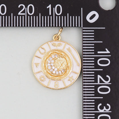 Gold Round Moon Charms,18K Gold Filled Moon Pendant,Celestial Charm Bracelet Necklace for DIY Jewelry Making Supply