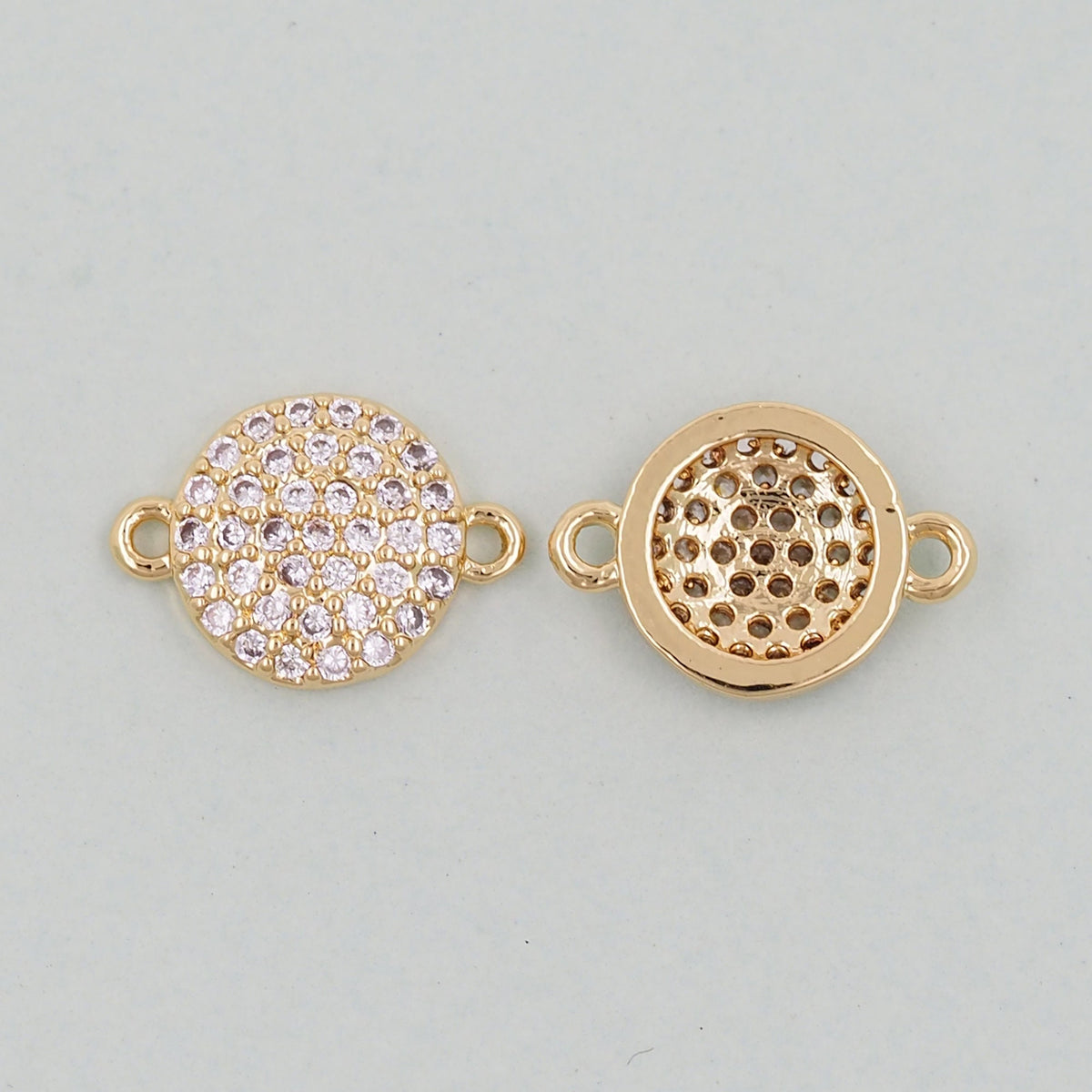 Gold Round Charms,18K Gold Filled Round Pendant,Round Connector Charm Bracelet Necklace for DIY Jewelry Making Supply