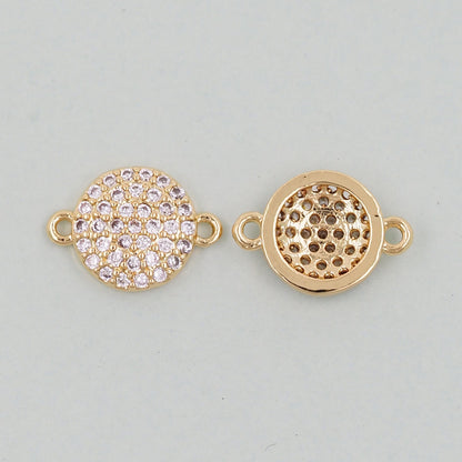 Gold Round Charms,18K Gold Filled Round Pendant,Round Connector Charm Bracelet Necklace for DIY Jewelry Making Supply