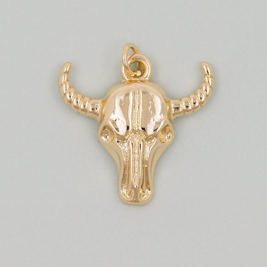 Gold Horns Charms,18K Gold Filled cow head Pendant,cow head Charm Bracelet Necklace for DIY Jewelry Making Supply