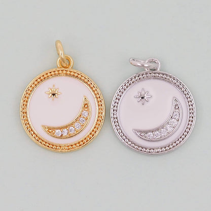 Gold Moon Charms,18K Gold Filled Moon Pendant,White Moon Charm Bracelet Necklace for DIY Jewelry Making Supply