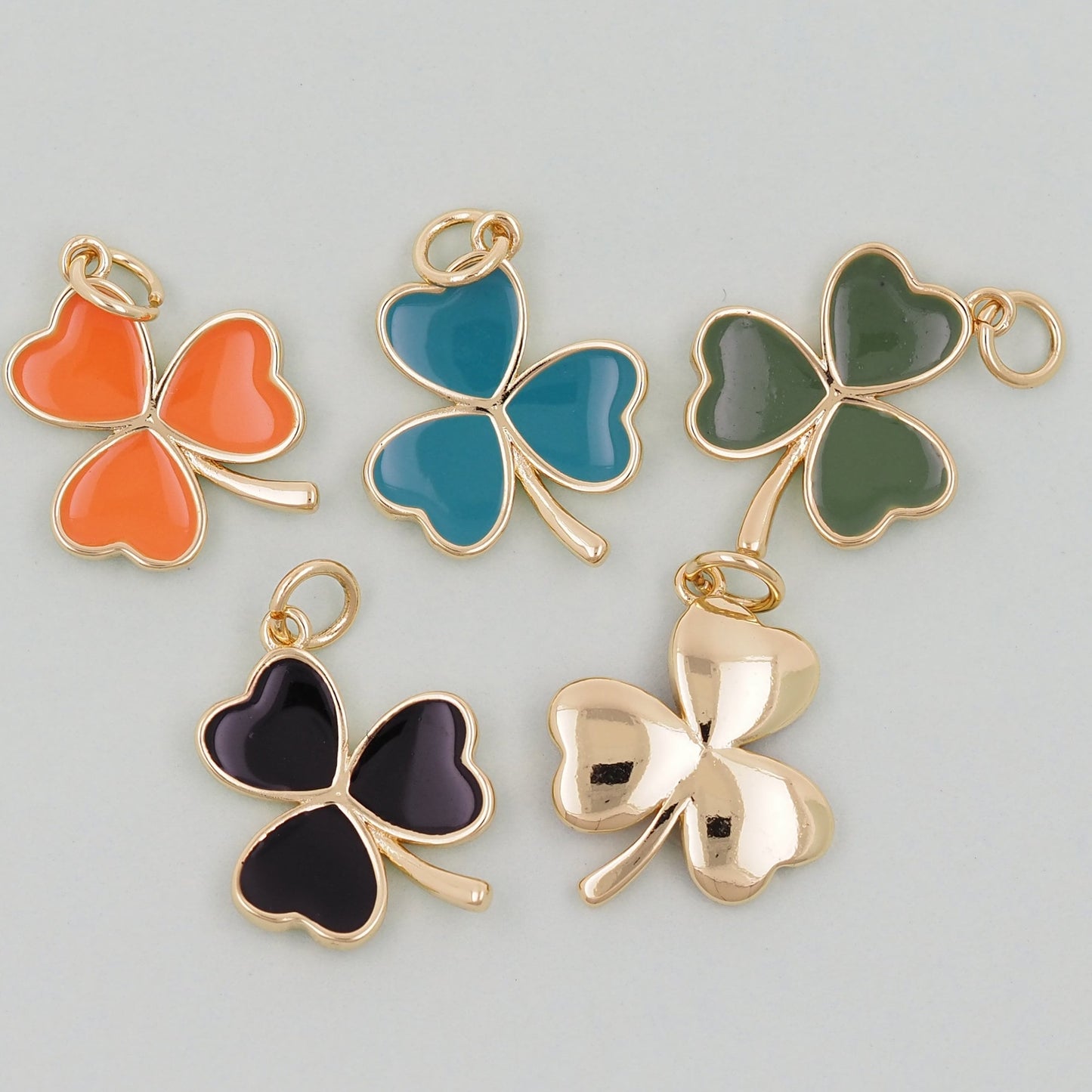 Gold Enamel Flower Bead Charms,18K Gold Filled flower Pendant,Silver flower Charm Bracelet Necklace for DIY Jewelry Making Supply