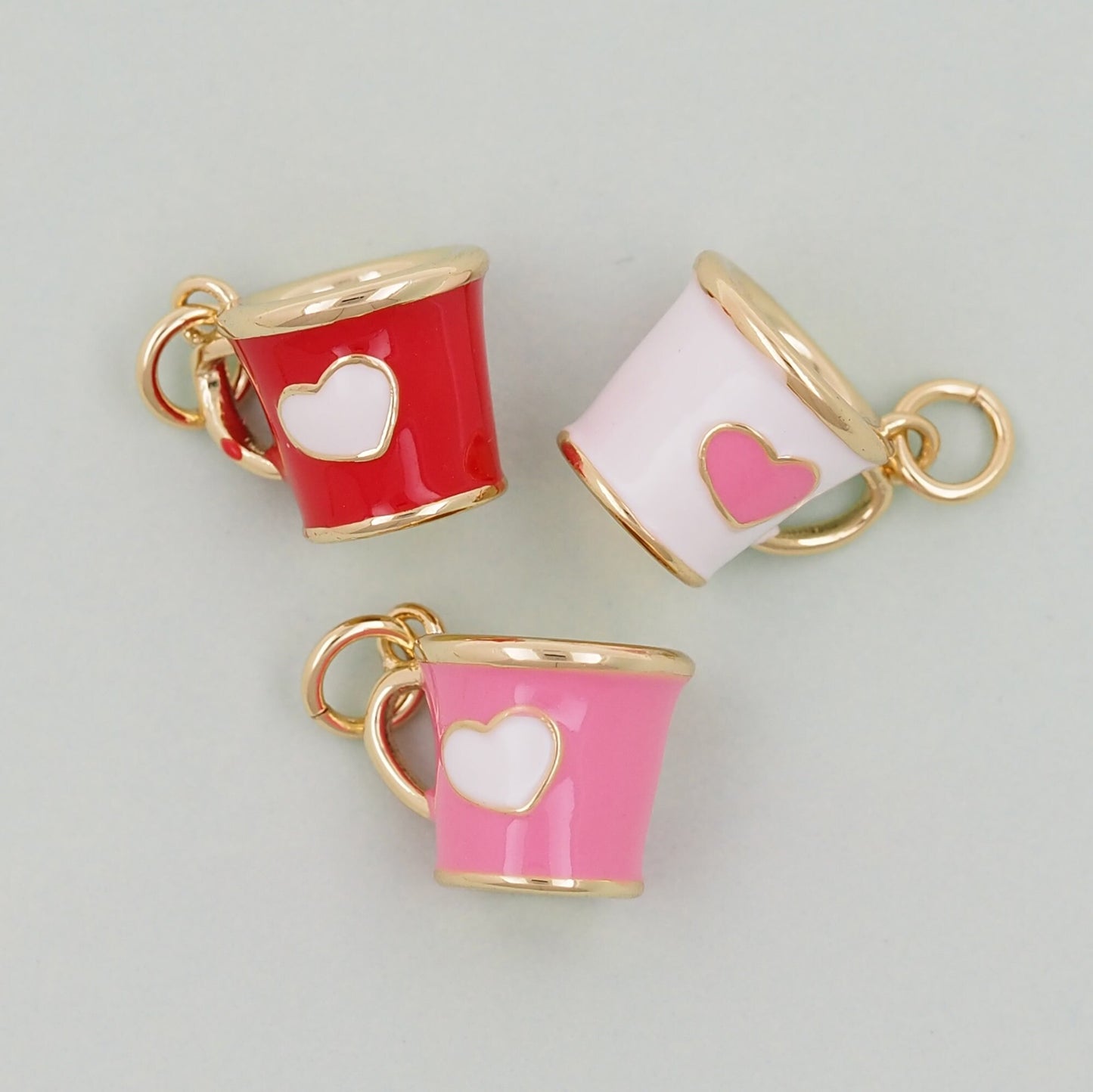 Gold cup Charms,18K Gold Filled cup Pendant,cup Heart Charm Bracelet Necklace for DIY Jewelry Making Supply