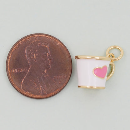 Gold cup Charms,18K Gold Filled cup Pendant,cup Heart Charm Bracelet Necklace for DIY Jewelry Making Supply