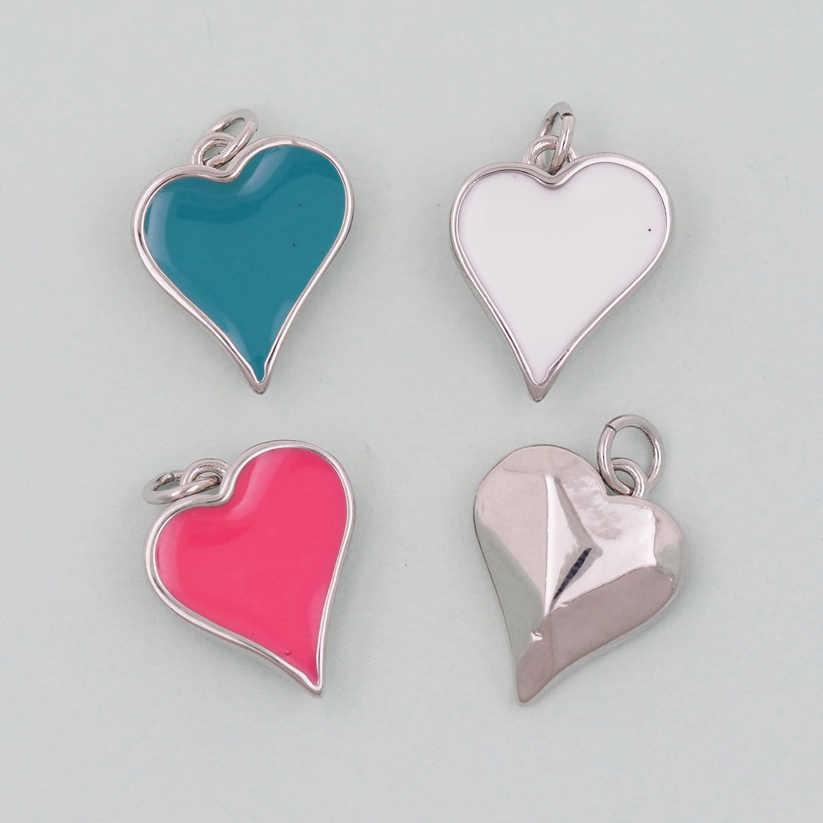 Gold Heart Charms,18K Gold Filled Heart Pendant,Enamel Heart Charm Bracelet Necklace for DIY Jewelry Making Supply