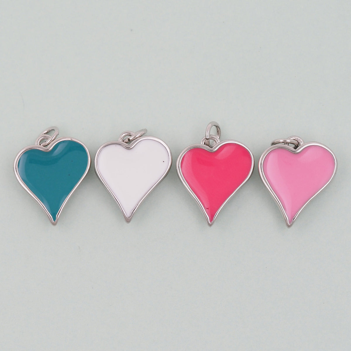 Gold Heart Charms,18K Gold Filled Heart Pendant,Enamel Heart Charm Bracelet Necklace for DIY Jewelry Making Supply