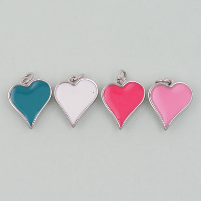 Gold Heart Charms,18K Gold Filled Heart Pendant,Enamel Heart Charm Bracelet Necklace for DIY Jewelry Making Supply
