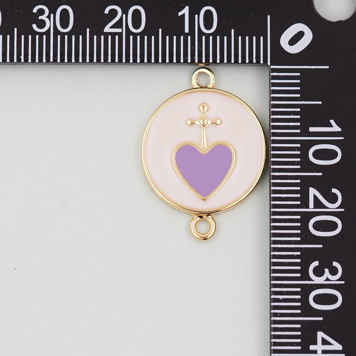 Gold Heart Connector Charms,18K Gold Filled Cross Heart Pendant,Enamel Heart Charm Bracelet Necklace for DIY Jewelry Making S