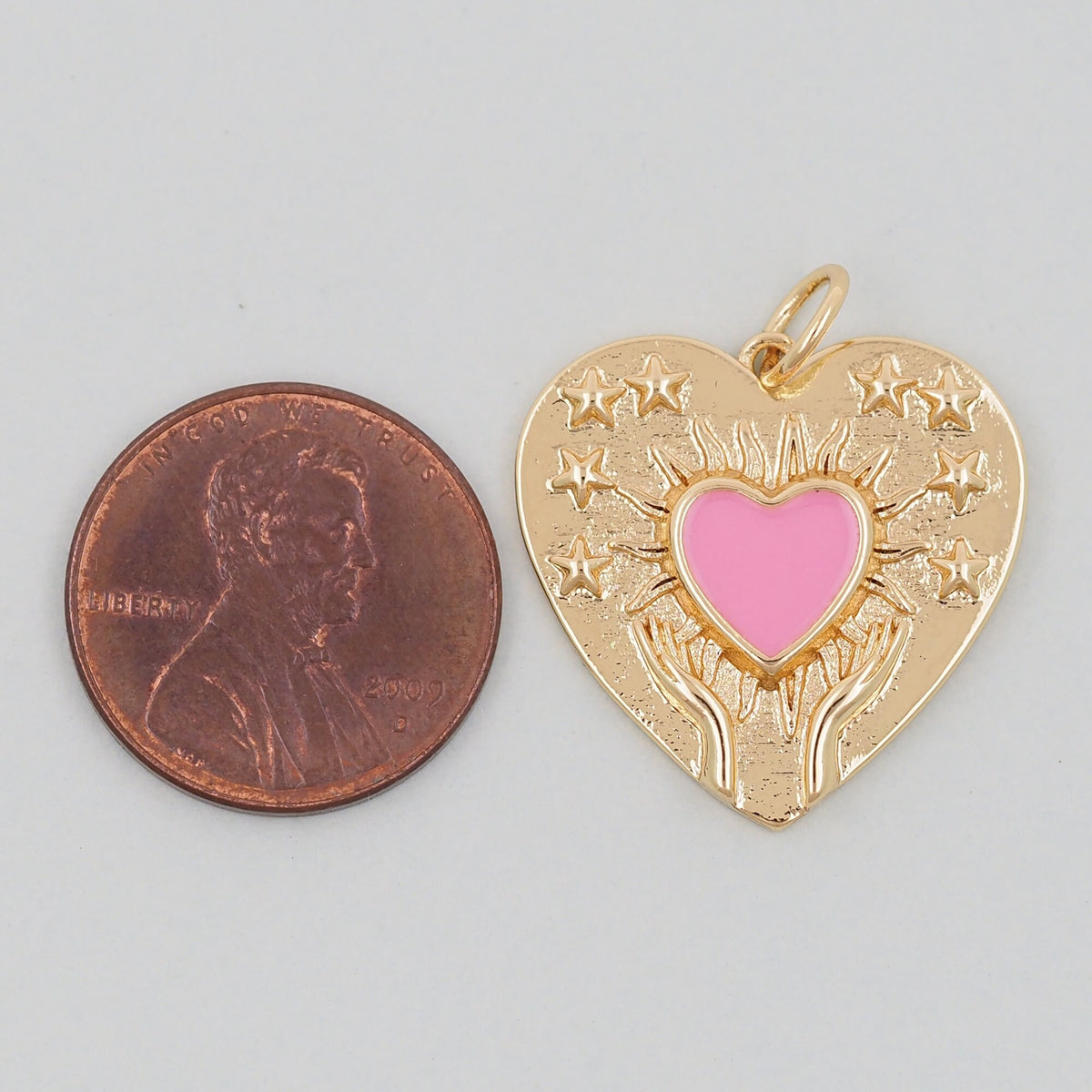 Gold Heart Charms,18K Gold Filled Heart Pendant,Enamel Heart Charm Bracelet Necklace for DIY Jewelry Making Supply