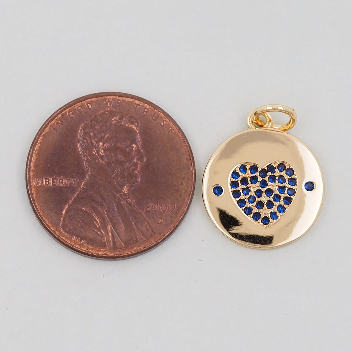 Gold Round Coin Heart Charms,18K Gold Filled Heart Pendant,Heart Charm Bracelet Necklace for DIY Jewelry Making Supply